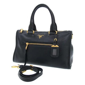 Prada Vitello Daino Convertible Satchel black leather